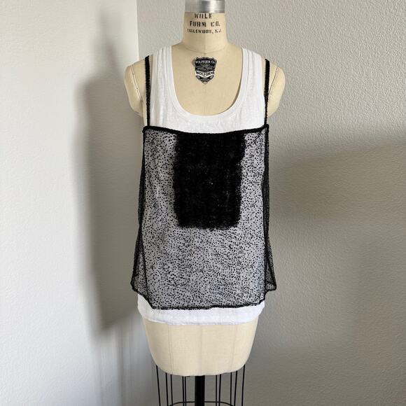 DSQUARED2 Tops - DSquared2 | NWOT Glitter, Velvet Dot & Ruffle Tank Top Size 44 Italian (Large)